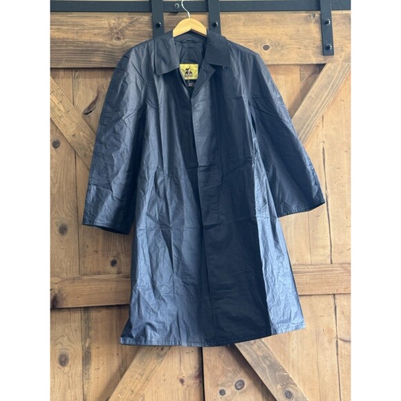 Waterproof Blue Trench Coat Rain Coat Mens Sz XL Mafbo Watro 100% Cotton - Picture 2 of 4